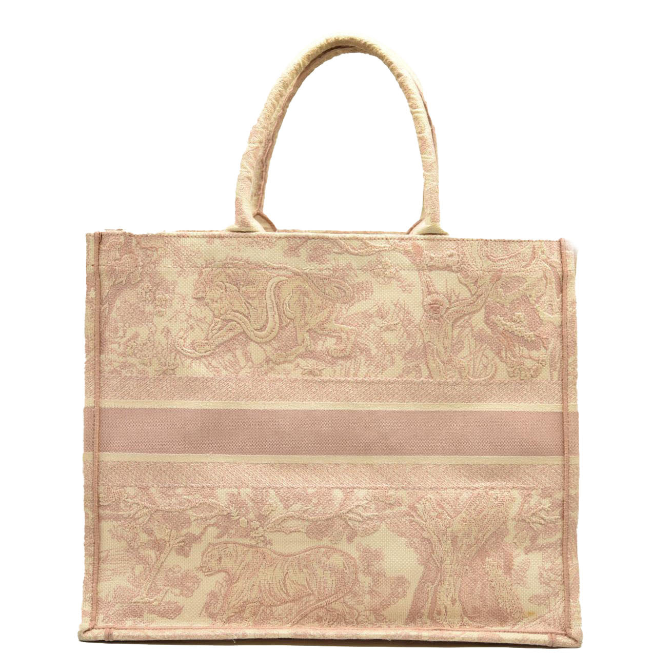 CHRISTIAN DIOR Canvas Toile De Jouy Embroidered Large Book Tote Pink