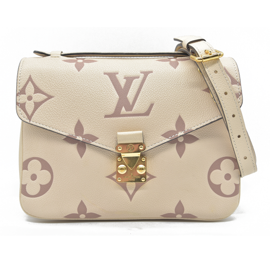 $3100 Louis Vuitton Empreinte Monogram Giant Pochette Metis Creme Bois De Rose RFID