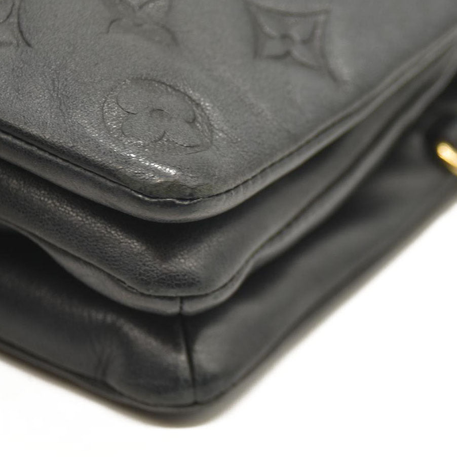 LOUIS VUITTON Lambskin Embossed Monogram Pochette Coussin Black