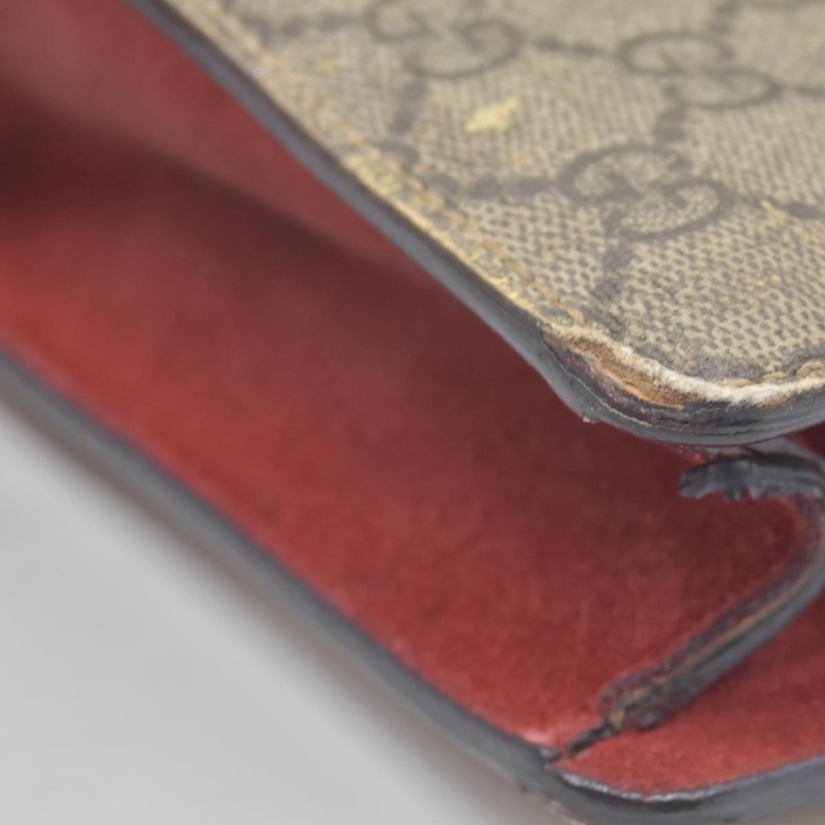 $2600 Gucci GG Supreme Monogram Suede Cudu Medium Dionysus Shoulder Bag Beige Ebony Vulcanic Red