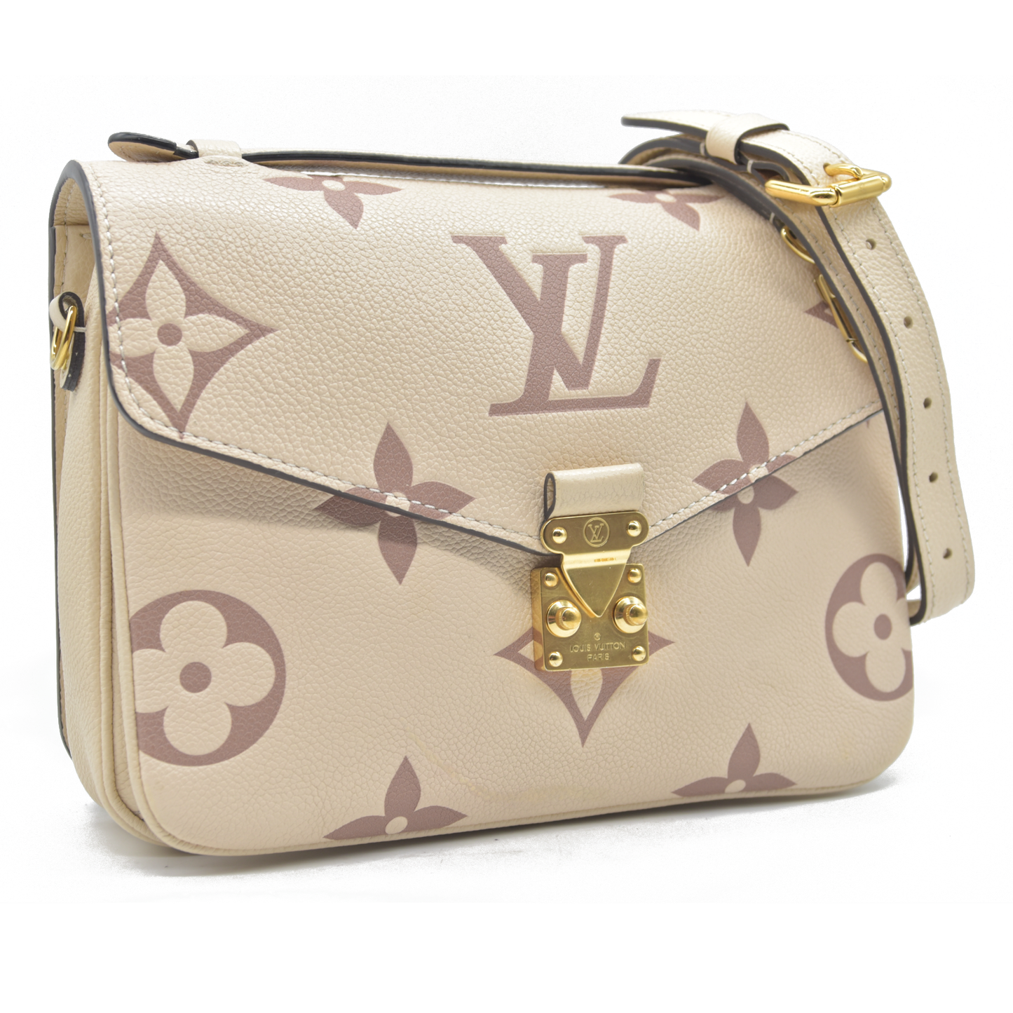 $3100 Louis Vuitton Empreinte Monogram Giant Pochette Metis Creme Bois De Rose RFID
