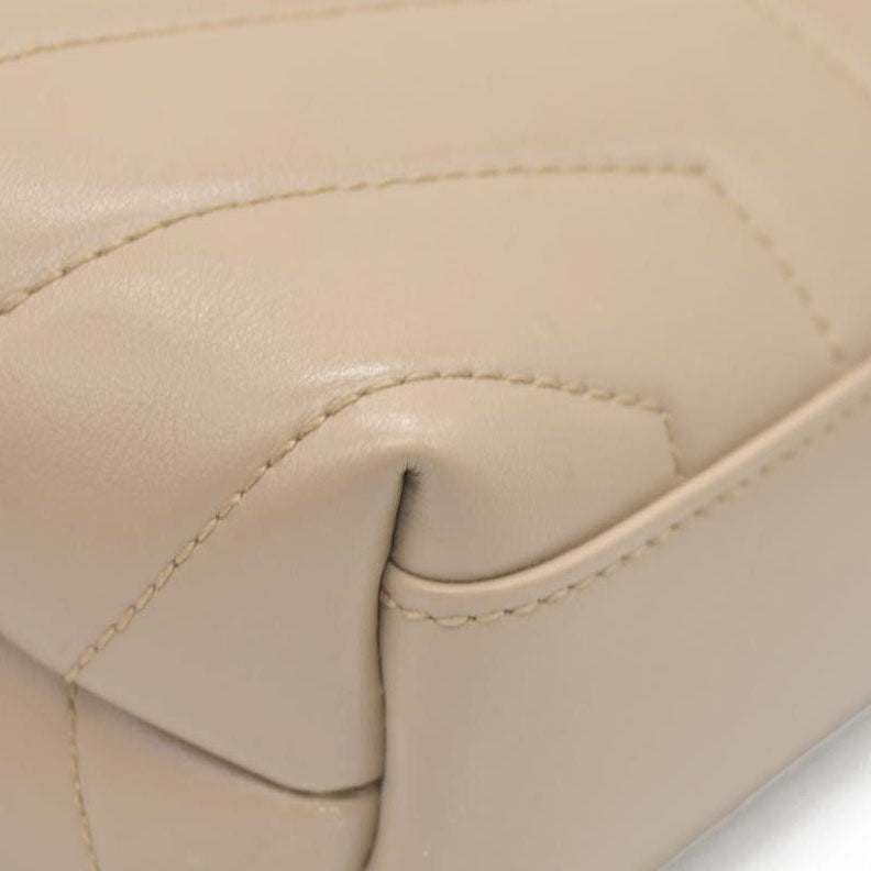 $1990 2021 SAINT LAURENT Calfskin Y Quilted Monogram Toy Loulou Crossbody Bag Beige