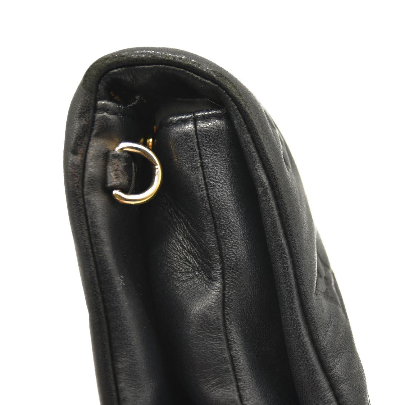 LOUIS VUITTON Lambskin Embossed Monogram Pochette Coussin Black