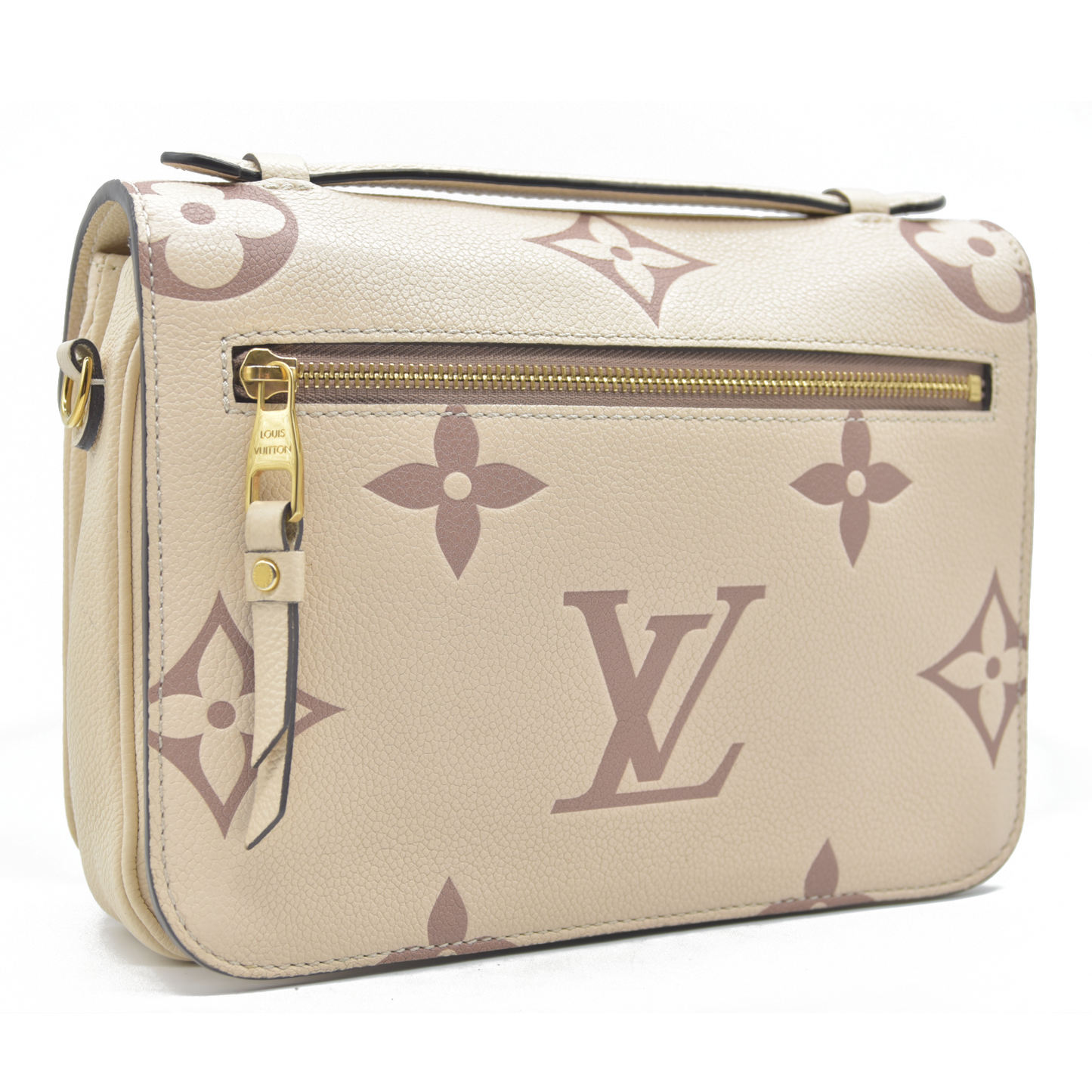 $3100 Louis Vuitton Empreinte Monogram Giant Pochette Metis Creme Bois De Rose RFID