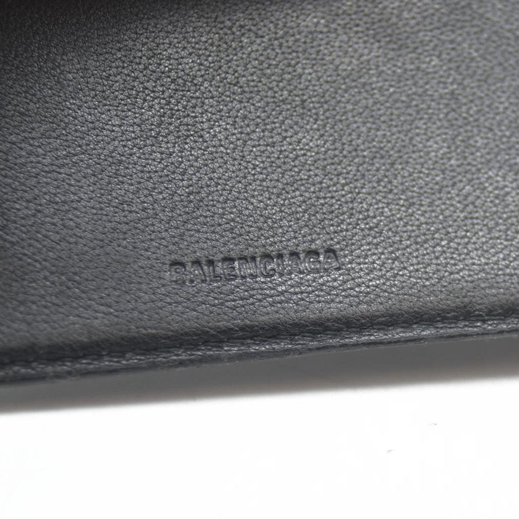 BALENCIAGA $600 B Logo Leather Bifold Wallet Black/7BH0103