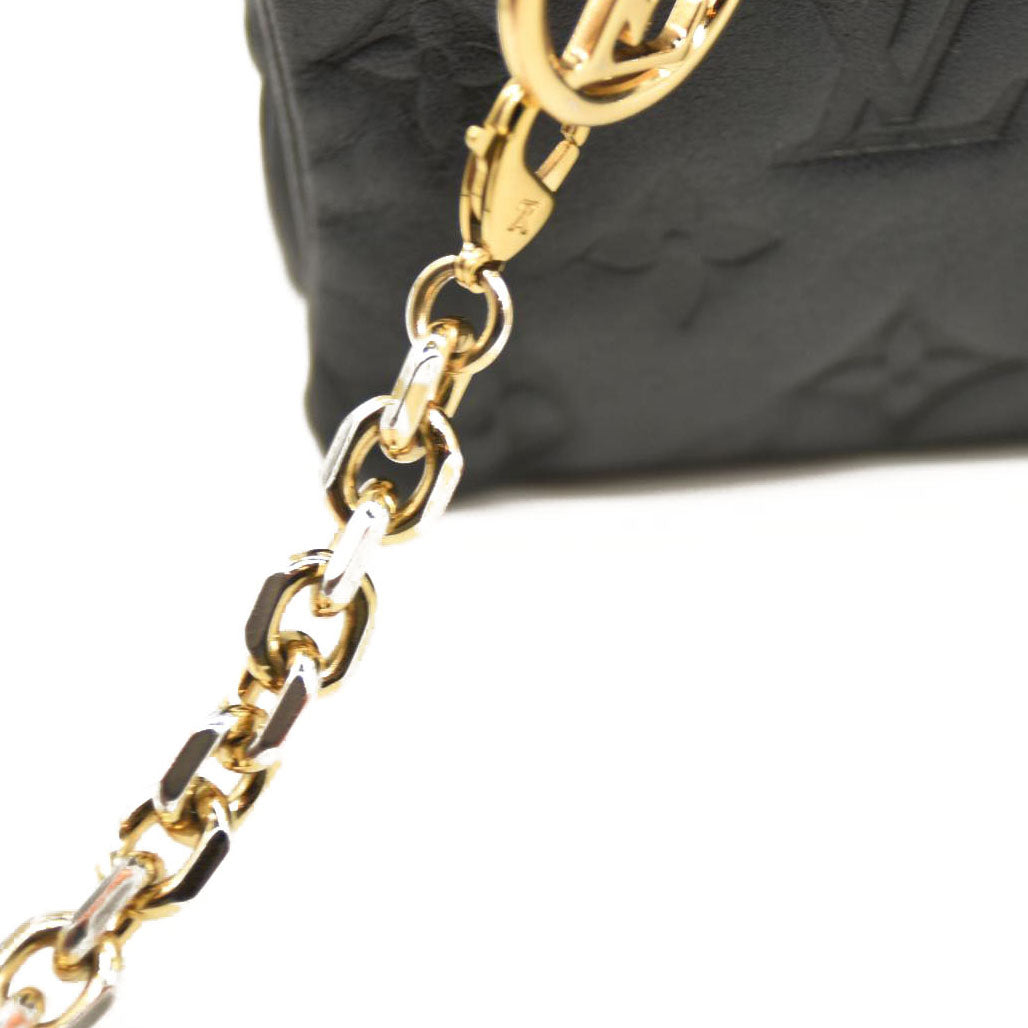 LOUIS VUITTON Lambskin Embossed Monogram Pochette Coussin Black