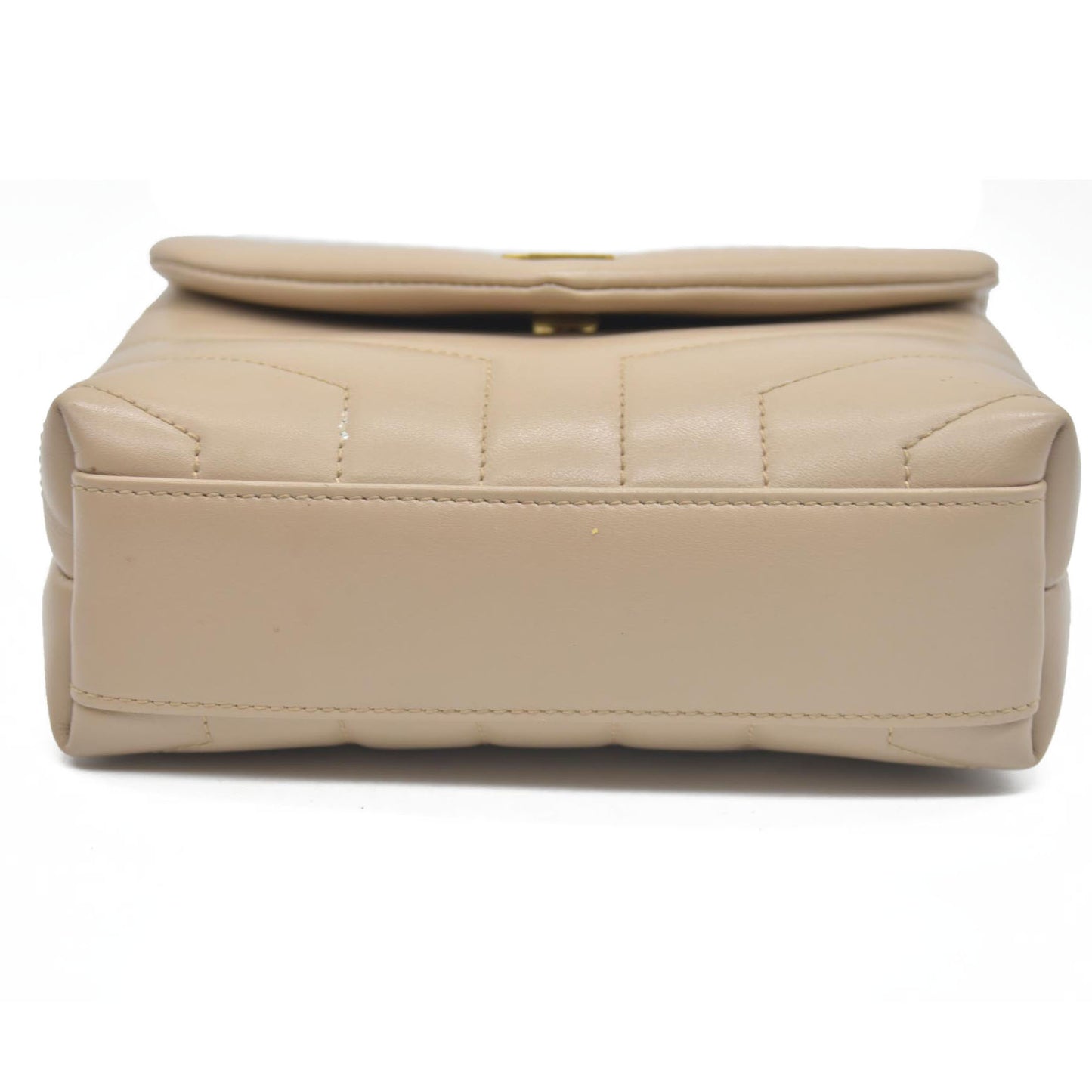 $1990 2021 SAINT LAURENT Calfskin Y Quilted Monogram Toy Loulou Crossbody Bag Beige