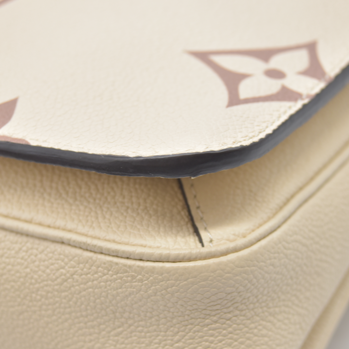 $3100 Louis Vuitton Empreinte Monogram Giant Pochette Metis Creme Bois De Rose RFID