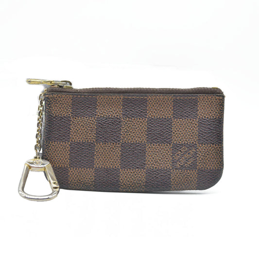 $345 Louis Vuitton Damier Pochette Cles Wallet Coin Purse Brown CA4101