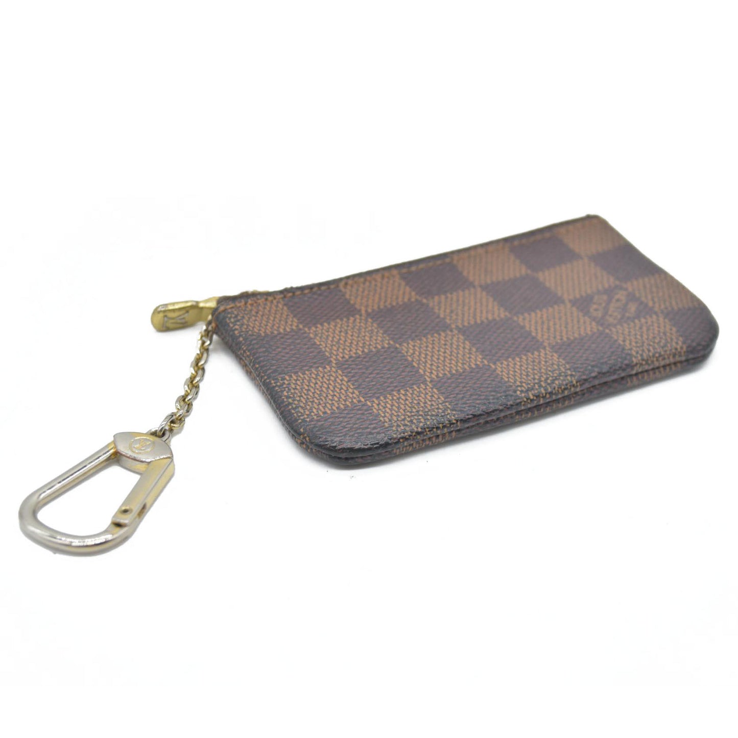 $345 Louis Vuitton Damier Pochette Cles Wallet Coin Purse Brown CA4101