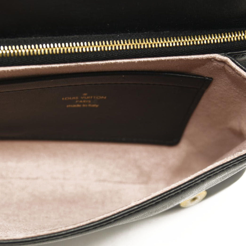 LOUIS VUITTON Lambskin Embossed Monogram Pochette Coussin Black