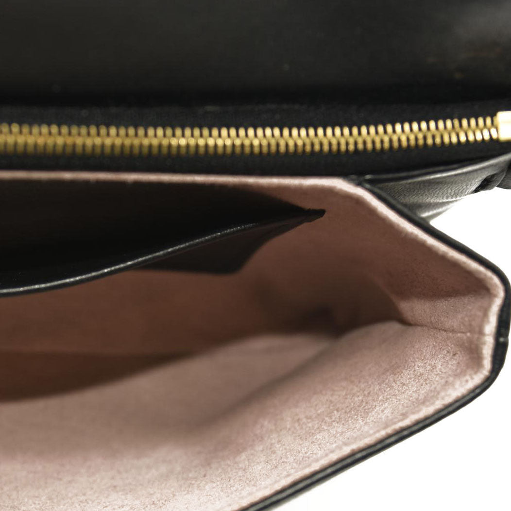 LOUIS VUITTON Lambskin Embossed Monogram Pochette Coussin Black