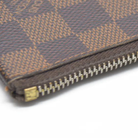 $345 Louis Vuitton Damier Pochette Cles Wallet Coin Purse Brown CA4101
