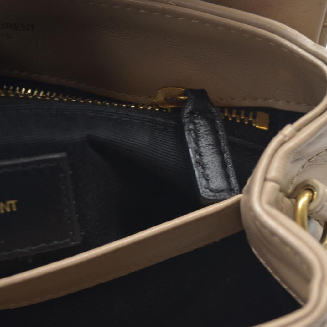 $1990 2021 SAINT LAURENT Calfskin Y Quilted Monogram Toy Loulou Crossbody Bag Beige