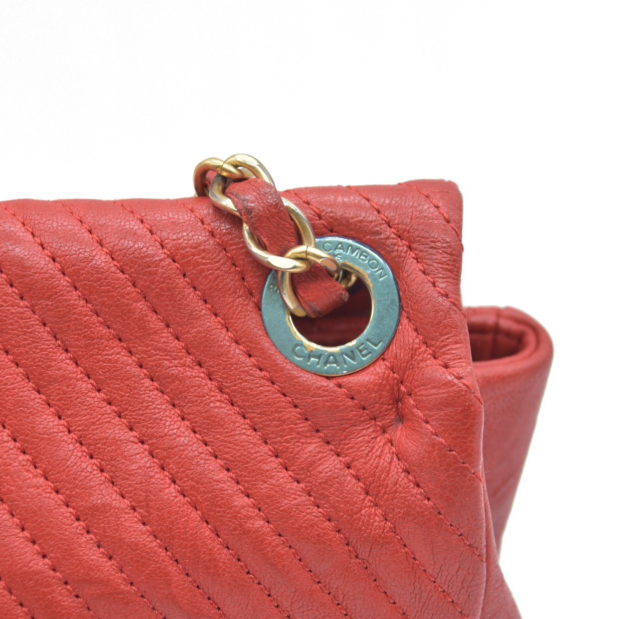 $4450 Chanel Calfskin Surpique Chevron Medium Flap 2016