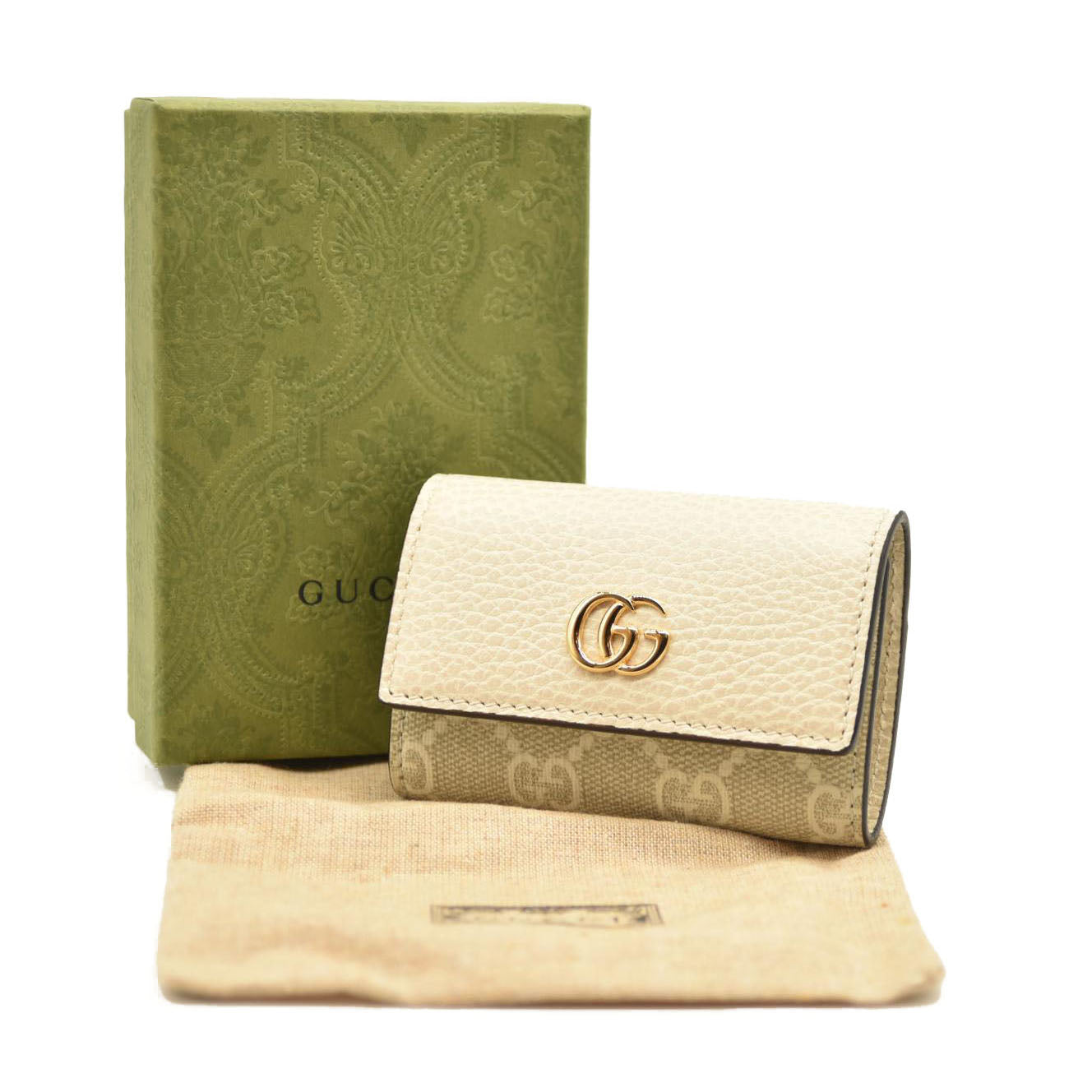 Gucci Key Case GG Marmont Supreme PVC Leather White
