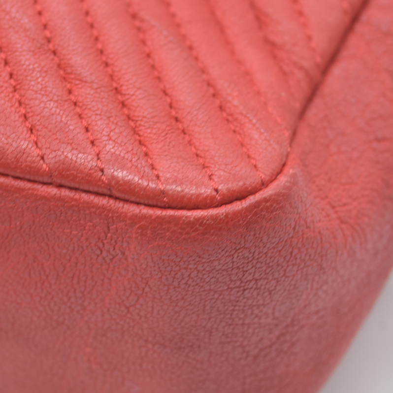 $4450 Chanel Calfskin Surpique Chevron Medium Flap 2016