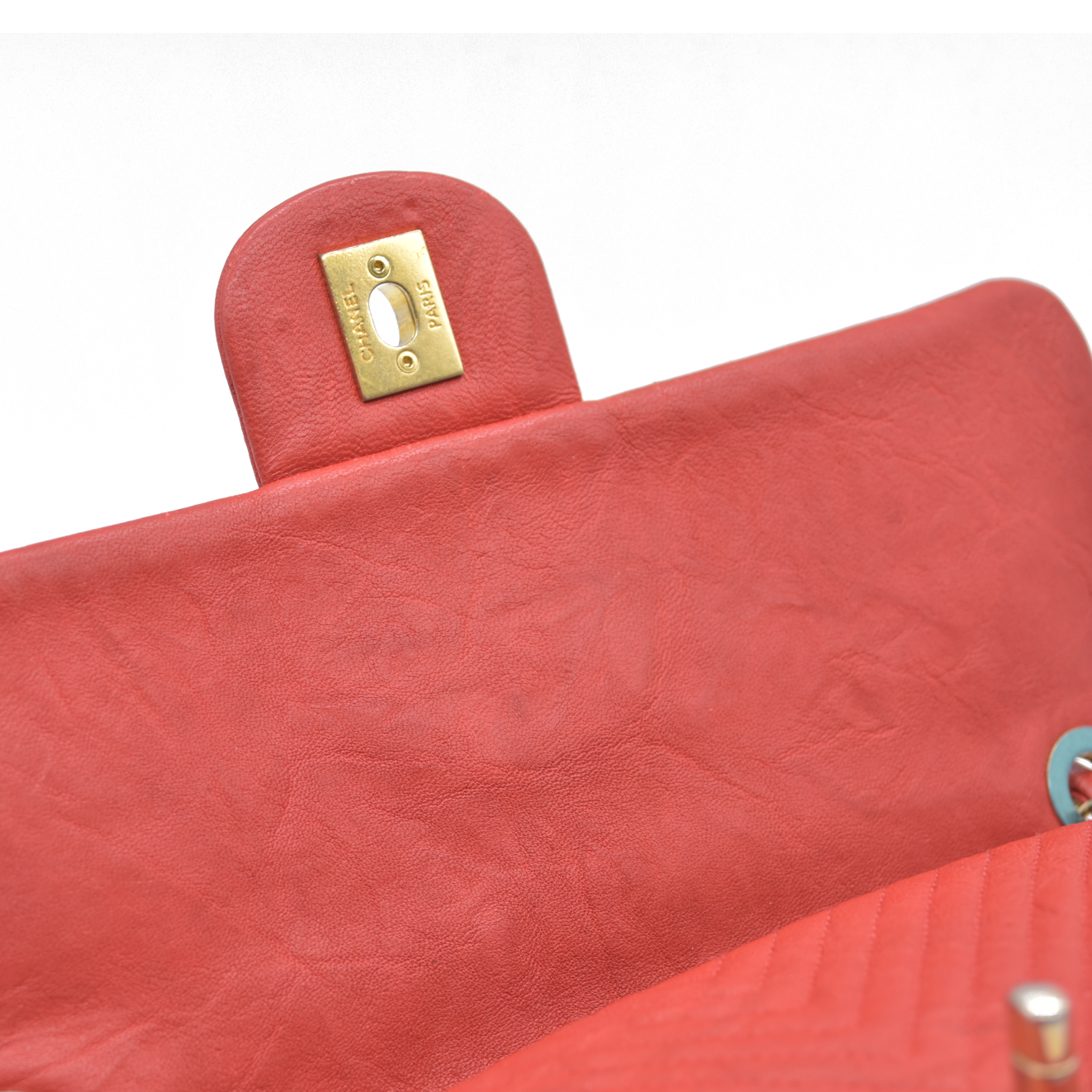 $4450 Chanel Calfskin Surpique Chevron Medium Flap 2016