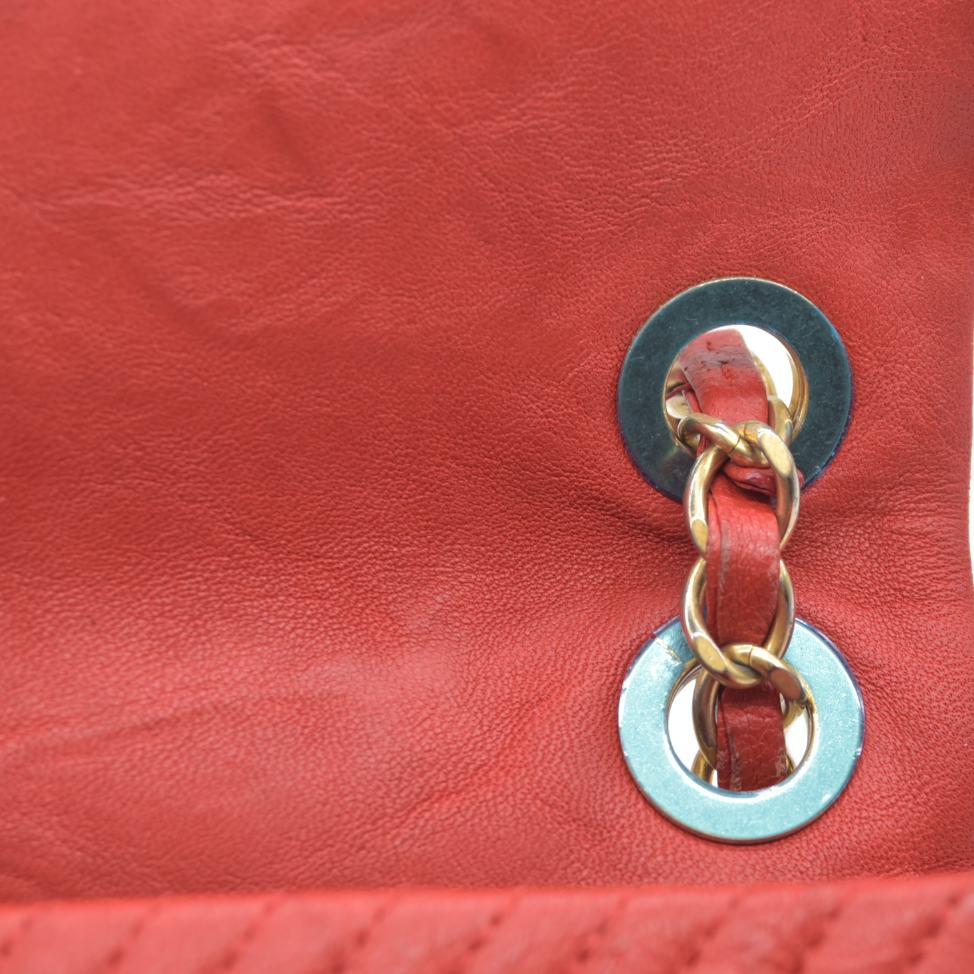 $4450 Chanel Calfskin Surpique Chevron Medium Flap 2016