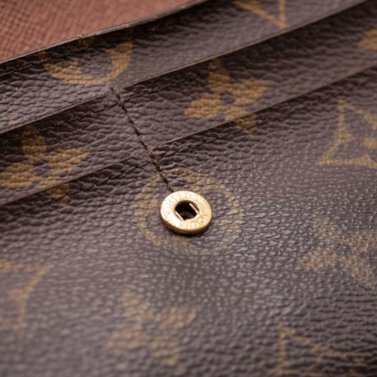 $775 2008 Louis Vuitton Monogram Portefeiulle Sarah Long Bifold Wallet Brown CA0068