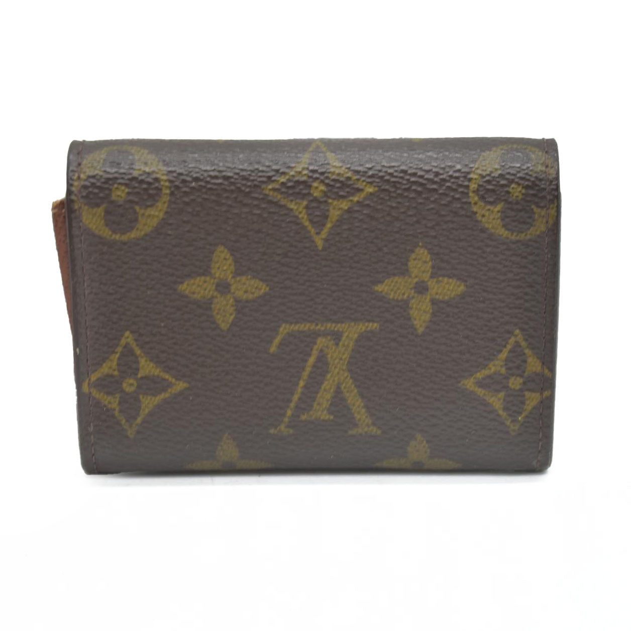 $345 Louis Vuitton Monogram Porte Monnaie Plat Coin Purse Wallet Brown MI0065