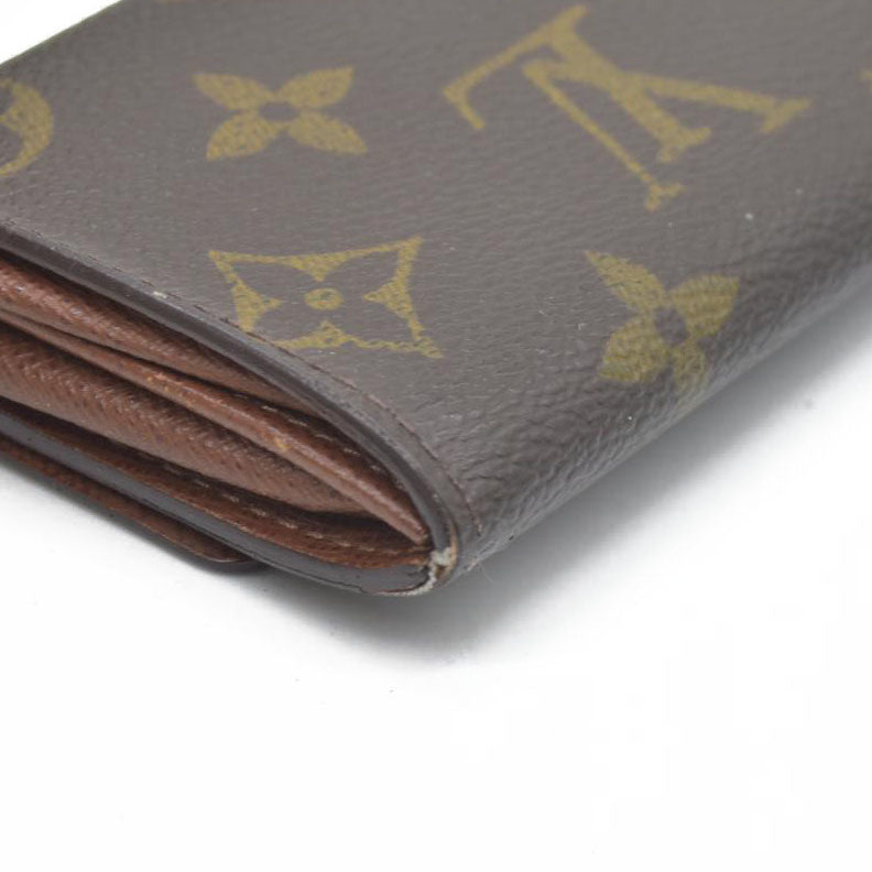 $345 Louis Vuitton Monogram Porte Monnaie Plat Coin Purse Wallet Brown MI0065