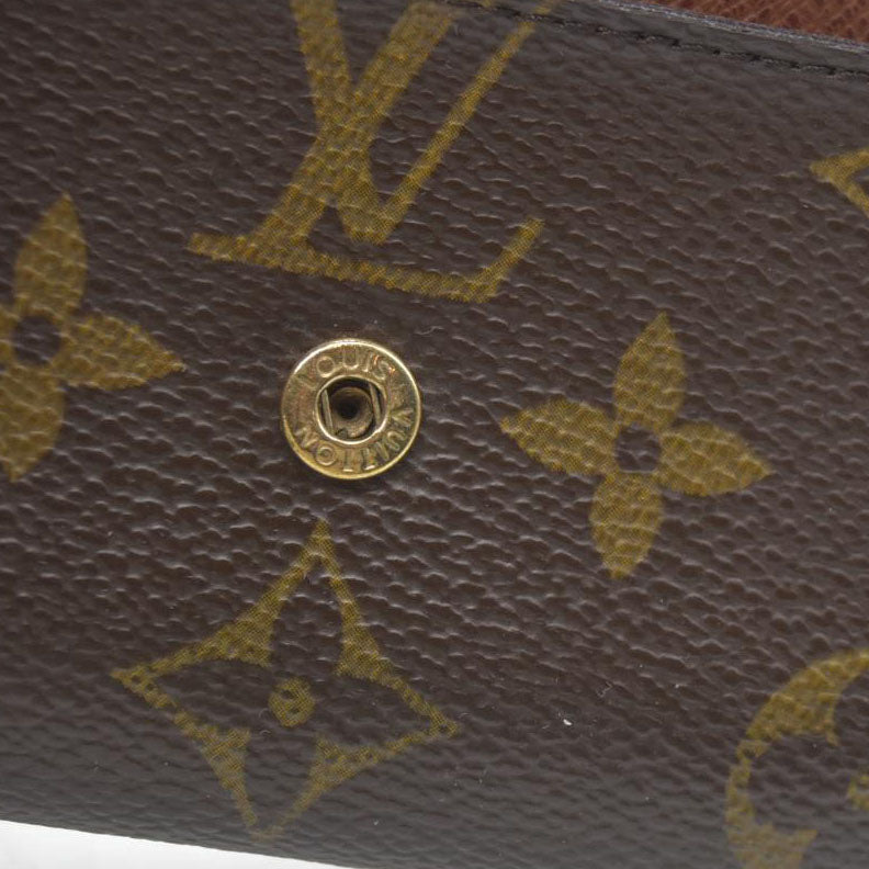 $345 Louis Vuitton Monogram Porte Monnaie Plat Coin Purse Wallet Brown MI0065