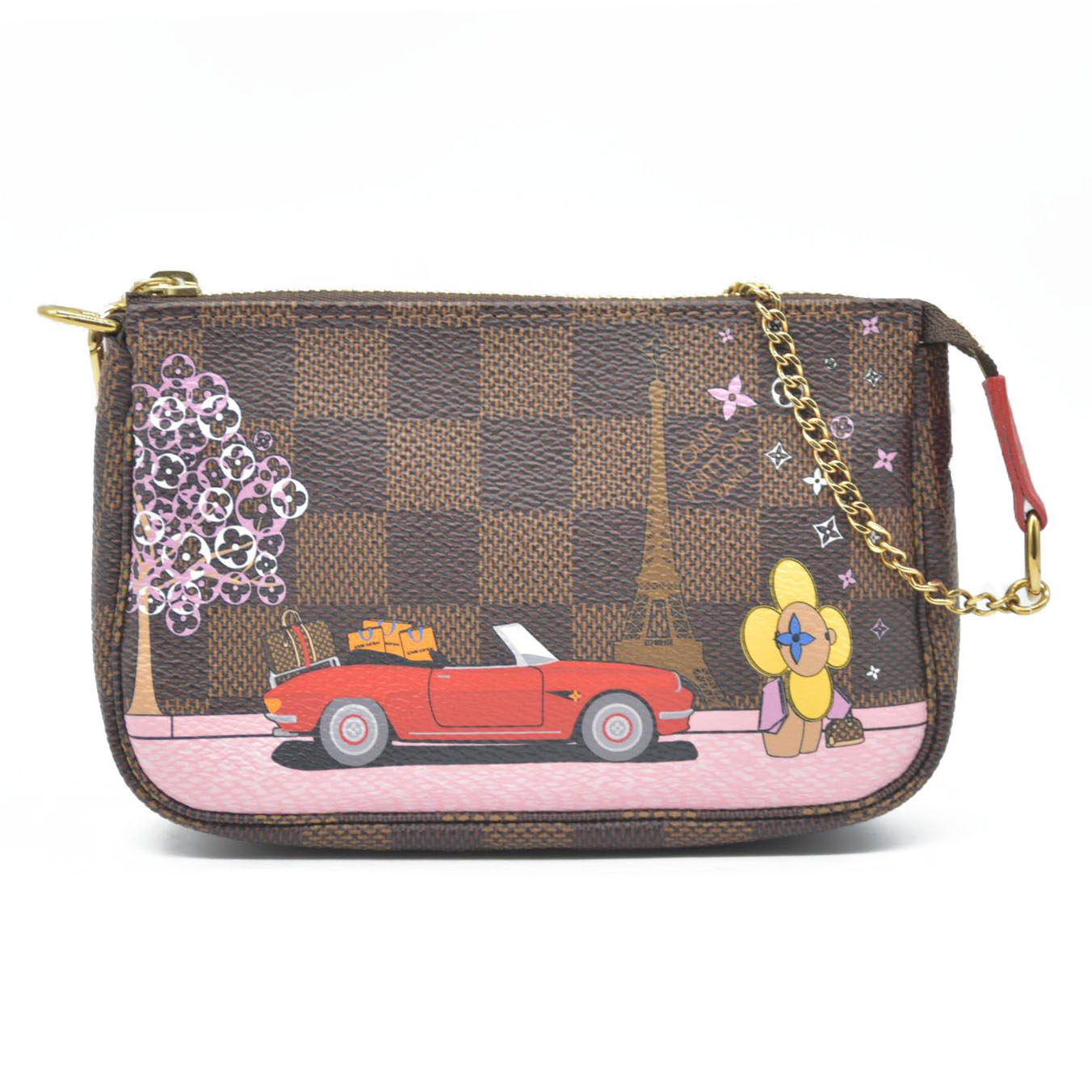 Louis Vuitton  Damier Ebene 2019 Christmas Animation Mini Pochette Accessories Red