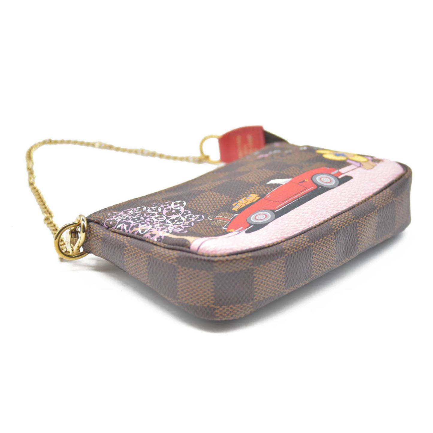 Louis Vuitton  Damier Ebene 2019 Christmas Animation Mini Pochette Accessories Red