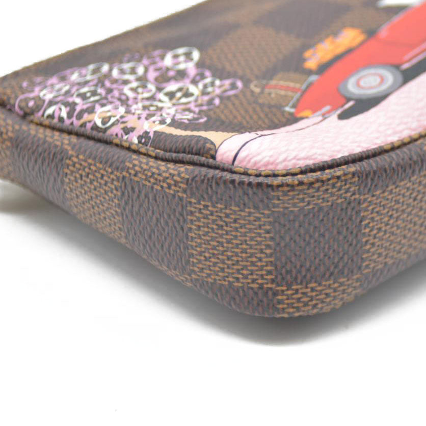 Louis Vuitton  Damier Ebene 2019 Christmas Animation Mini Pochette Accessories Red