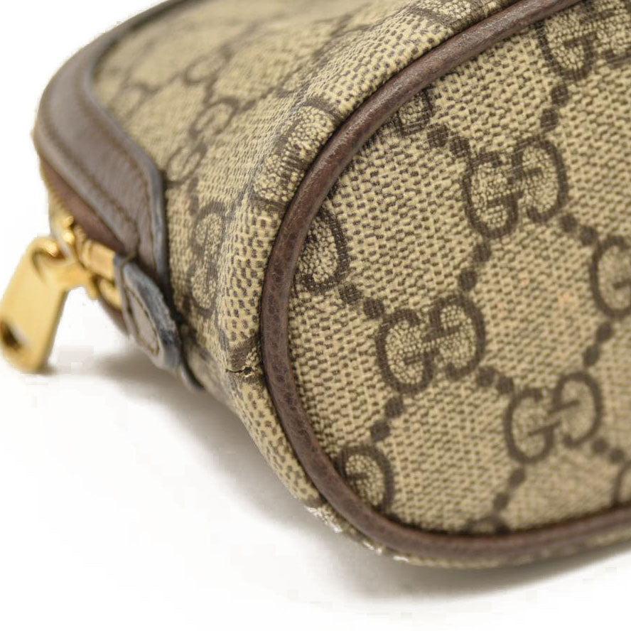 Gucci  GG Supreme Monogram Textured Calfskin Web Large Ophidia Cosmetic Case Beige Ebony New Acero