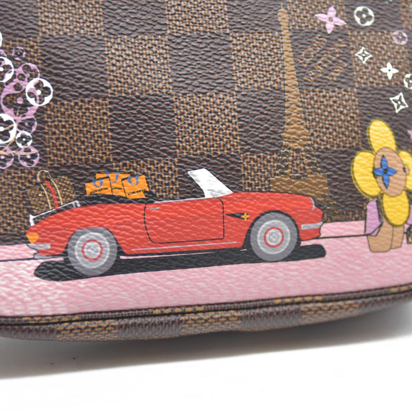 Louis Vuitton  Damier Ebene 2019 Christmas Animation Mini Pochette Accessories Red