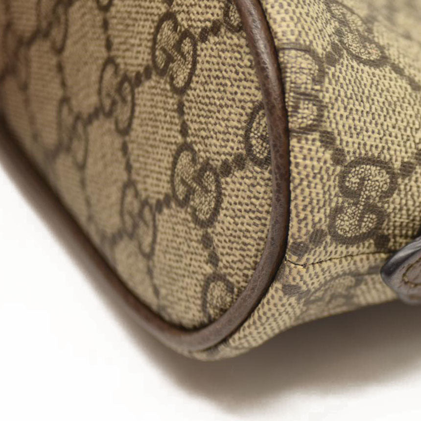 Gucci  GG Supreme Monogram Textured Calfskin Web Large Ophidia Cosmetic Case Beige Ebony New Acero