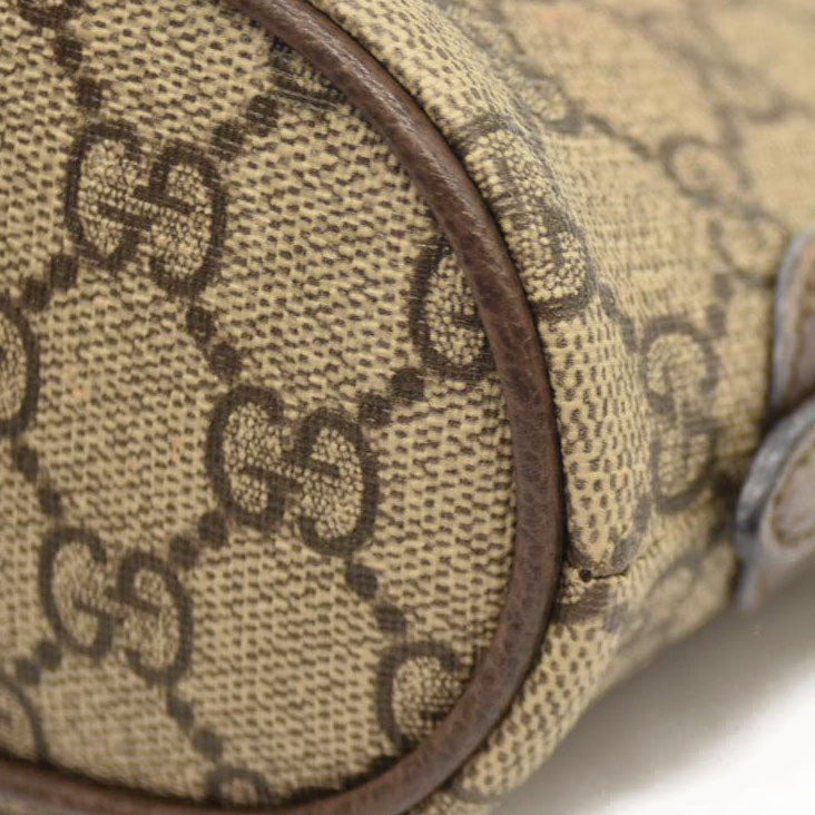 Gucci  GG Supreme Monogram Textured Calfskin Web Large Ophidia Cosmetic Case Beige Ebony New Acero