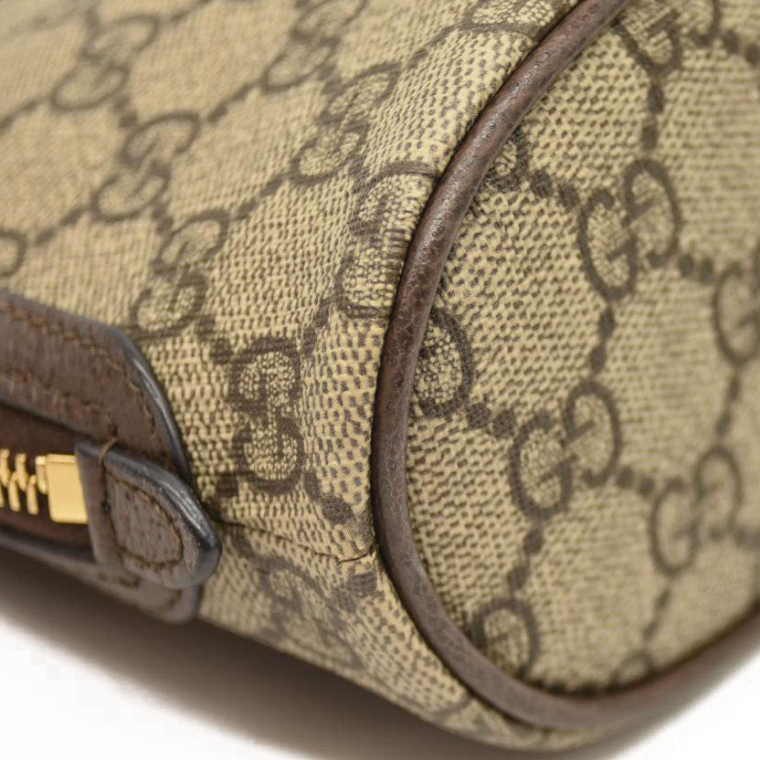 Gucci  GG Supreme Monogram Textured Calfskin Web Large Ophidia Cosmetic Case Beige Ebony New Acero