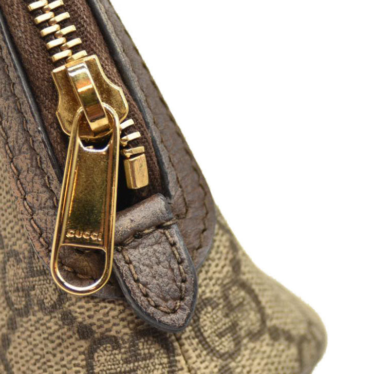 Gucci  GG Supreme Monogram Textured Calfskin Web Large Ophidia Cosmetic Case Beige Ebony New Acero