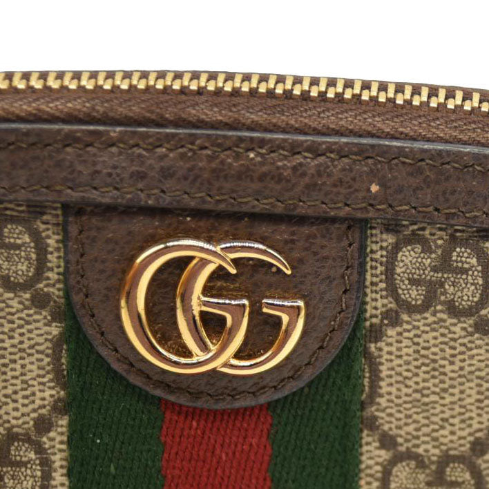 Gucci  GG Supreme Monogram Textured Calfskin Web Large Ophidia Cosmetic Case Beige Ebony New Acero