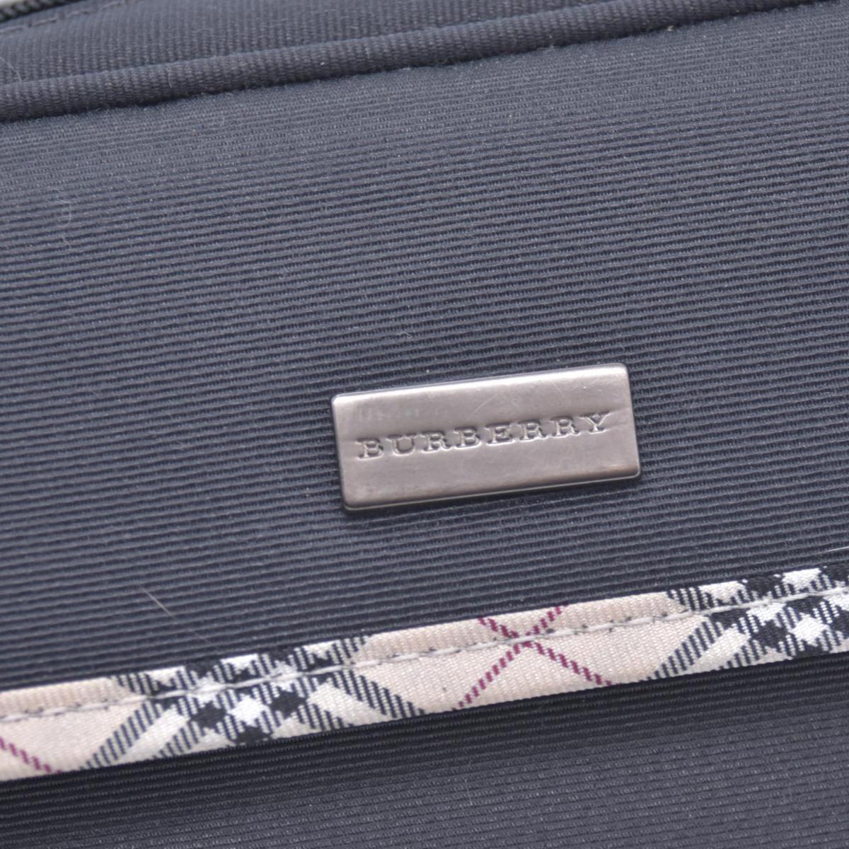 $380 BURBERRY Canvas Plaid Trim Flap Pocket Cosmetic Case Black CONSIGNMENT 10021231