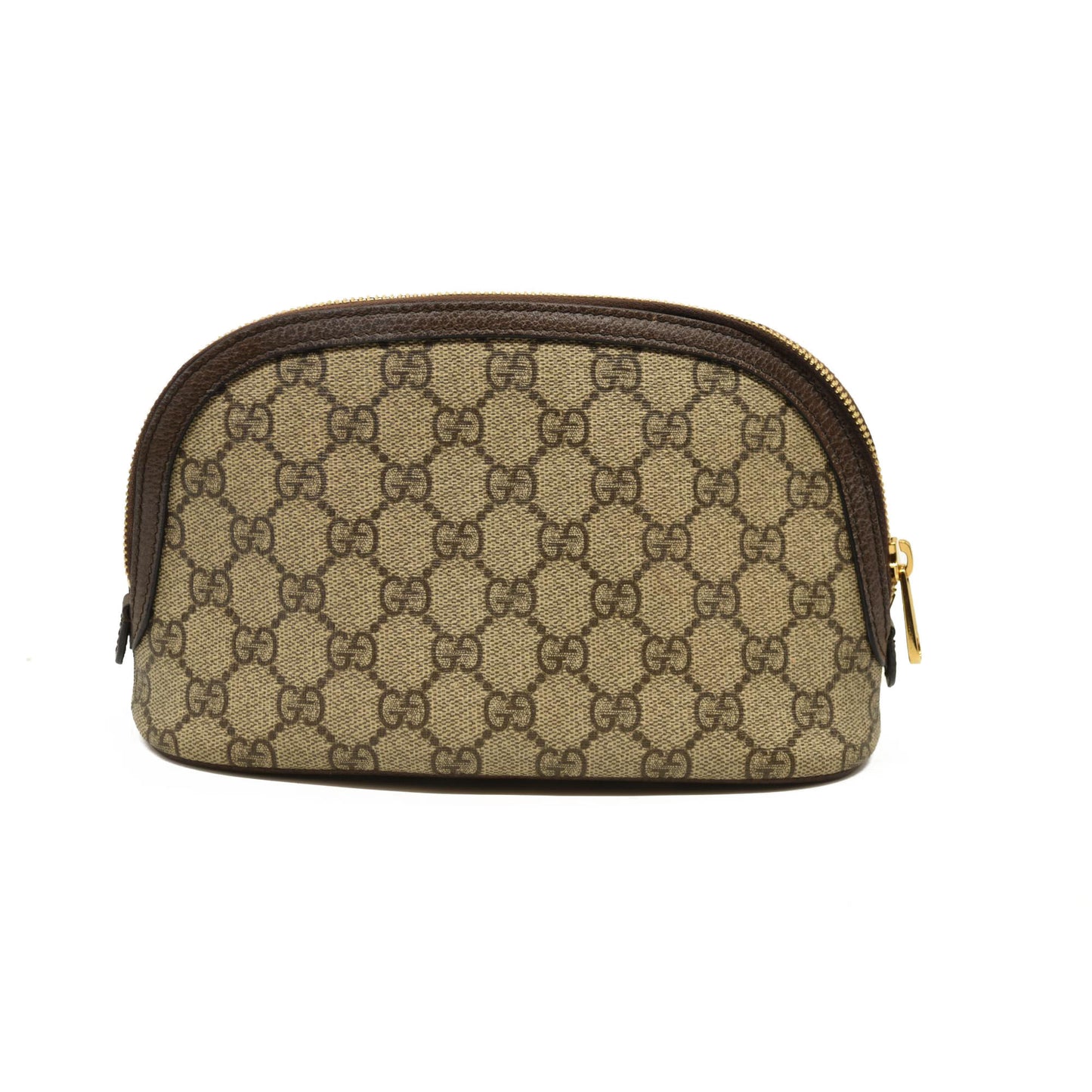 Gucci  GG Supreme Monogram Textured Calfskin Web Large Ophidia Cosmetic Case Beige Ebony New Acero