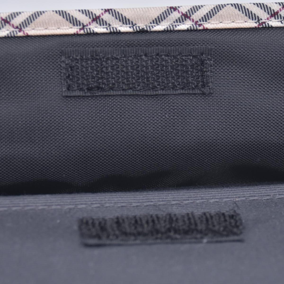 $380 BURBERRY Canvas Plaid Trim Flap Pocket Cosmetic Case Black CONSIGNMENT 10021231