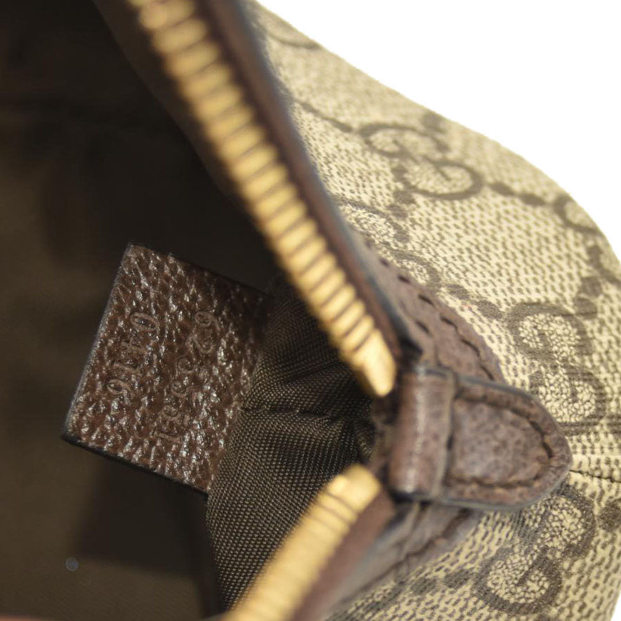 Gucci  GG Supreme Monogram Textured Calfskin Web Large Ophidia Cosmetic Case Beige Ebony New Acero