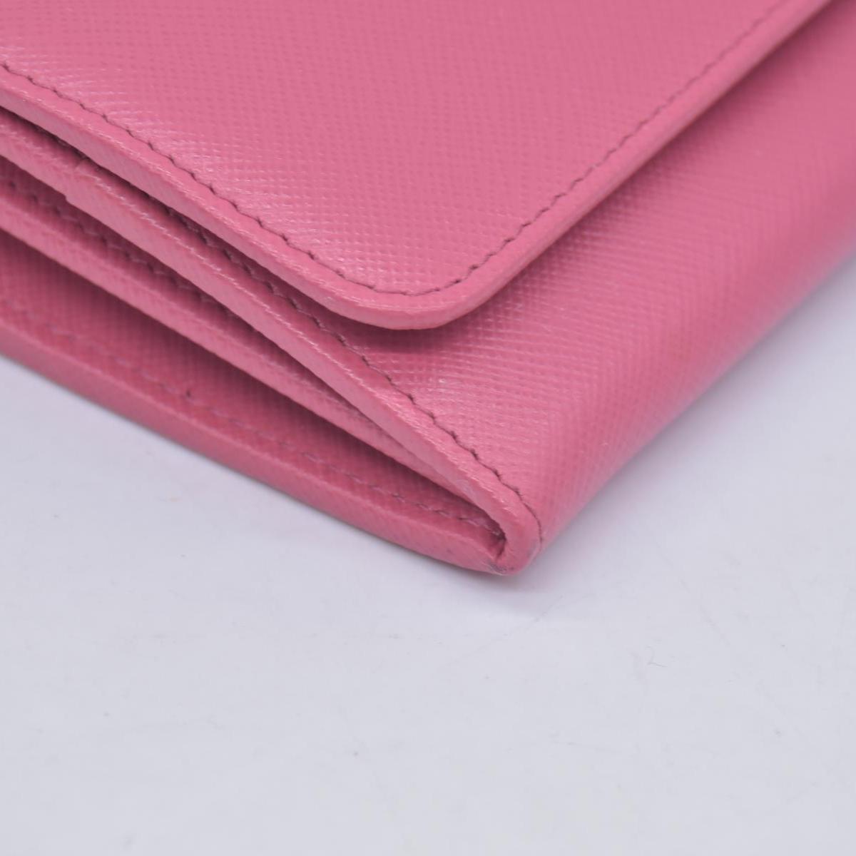 $780 Prada Saffiano Metal Leather Continental Flap Wallet Pink CONSIGNMENT 10021168