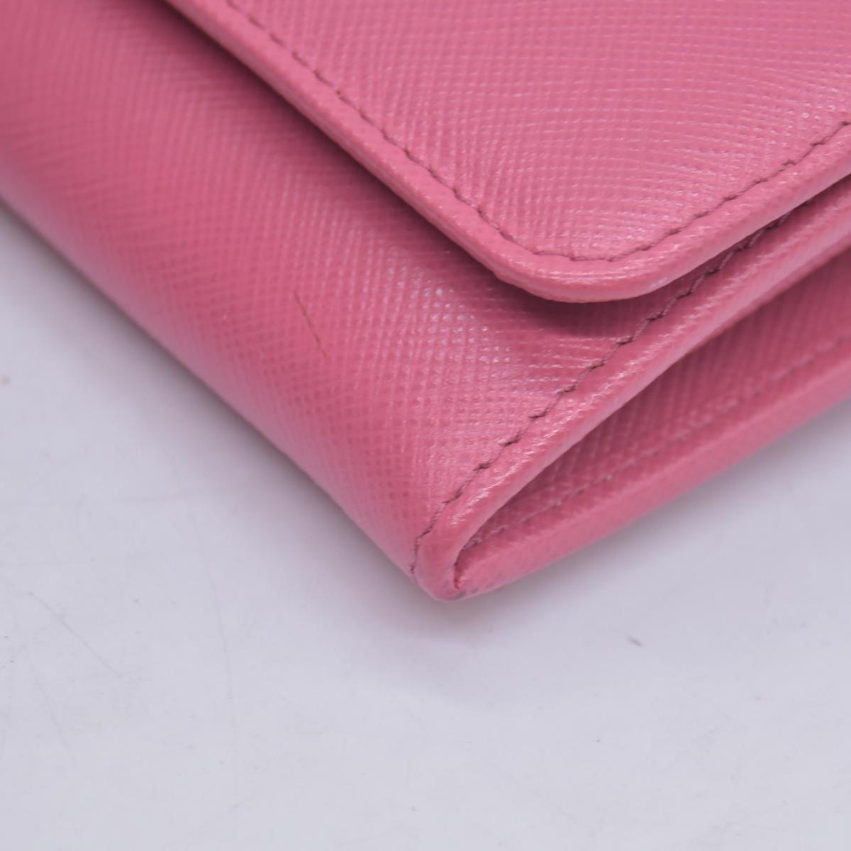 $780 Prada Saffiano Metal Leather Continental Flap Wallet Pink CONSIGNMENT 10021168