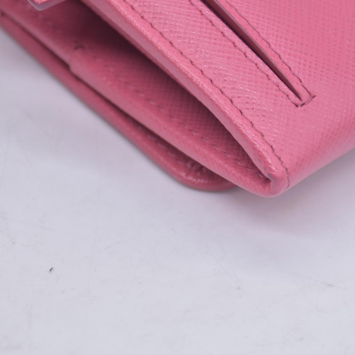 $780 Prada Saffiano Metal Leather Continental Flap Wallet Pink CONSIGNMENT 10021168