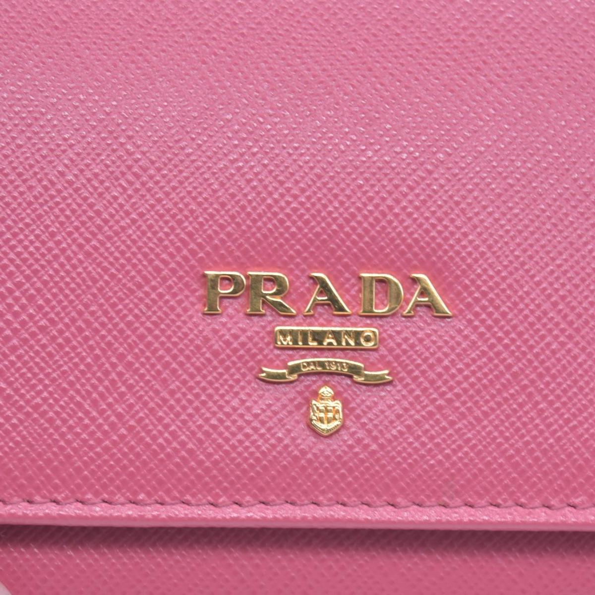 $780 Prada Saffiano Metal Leather Continental Flap Wallet Pink CONSIGNMENT 10021168