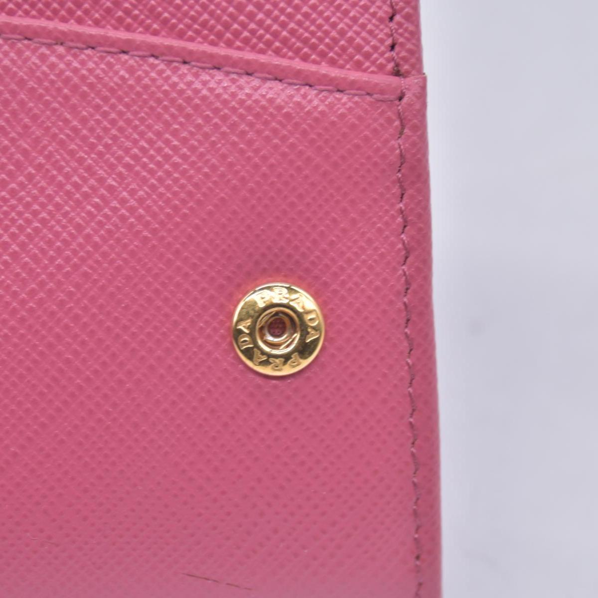$780 Prada Saffiano Metal Leather Continental Flap Wallet Pink CONSIGNMENT 10021168