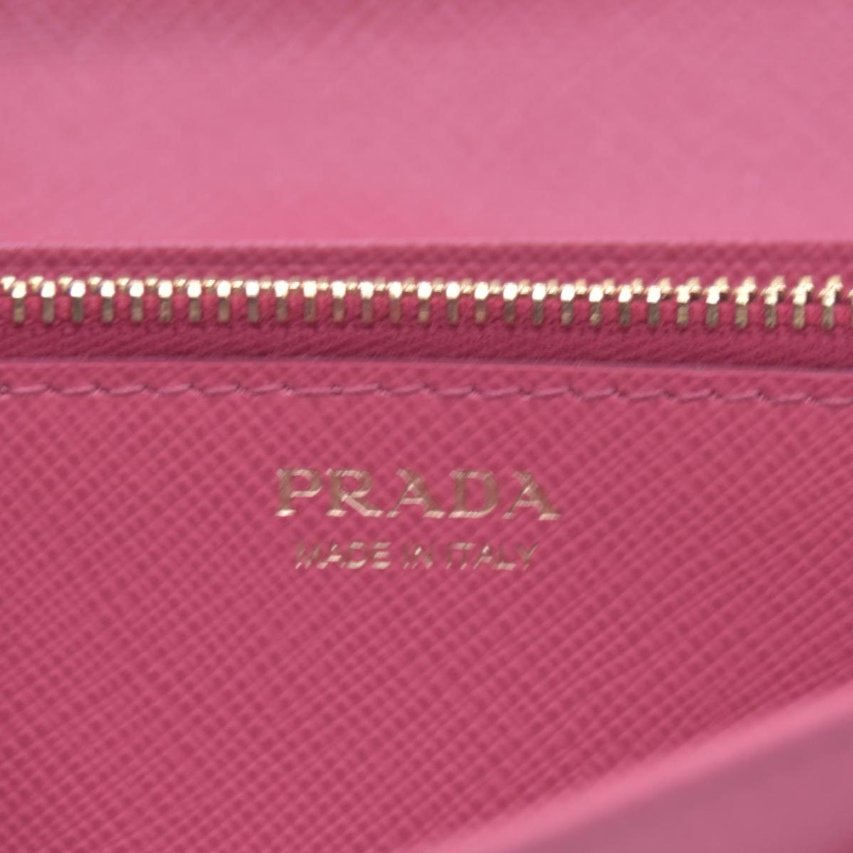 $780 Prada Saffiano Metal Leather Continental Flap Wallet Pink CONSIGNMENT 10021168