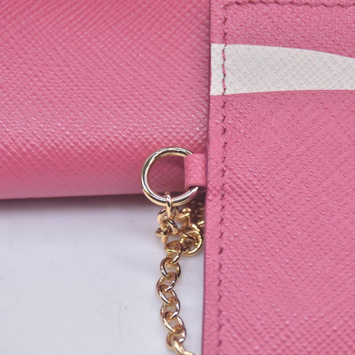 $780 Prada Saffiano Metal Leather Continental Flap Wallet Pink CONSIGNMENT 10021168