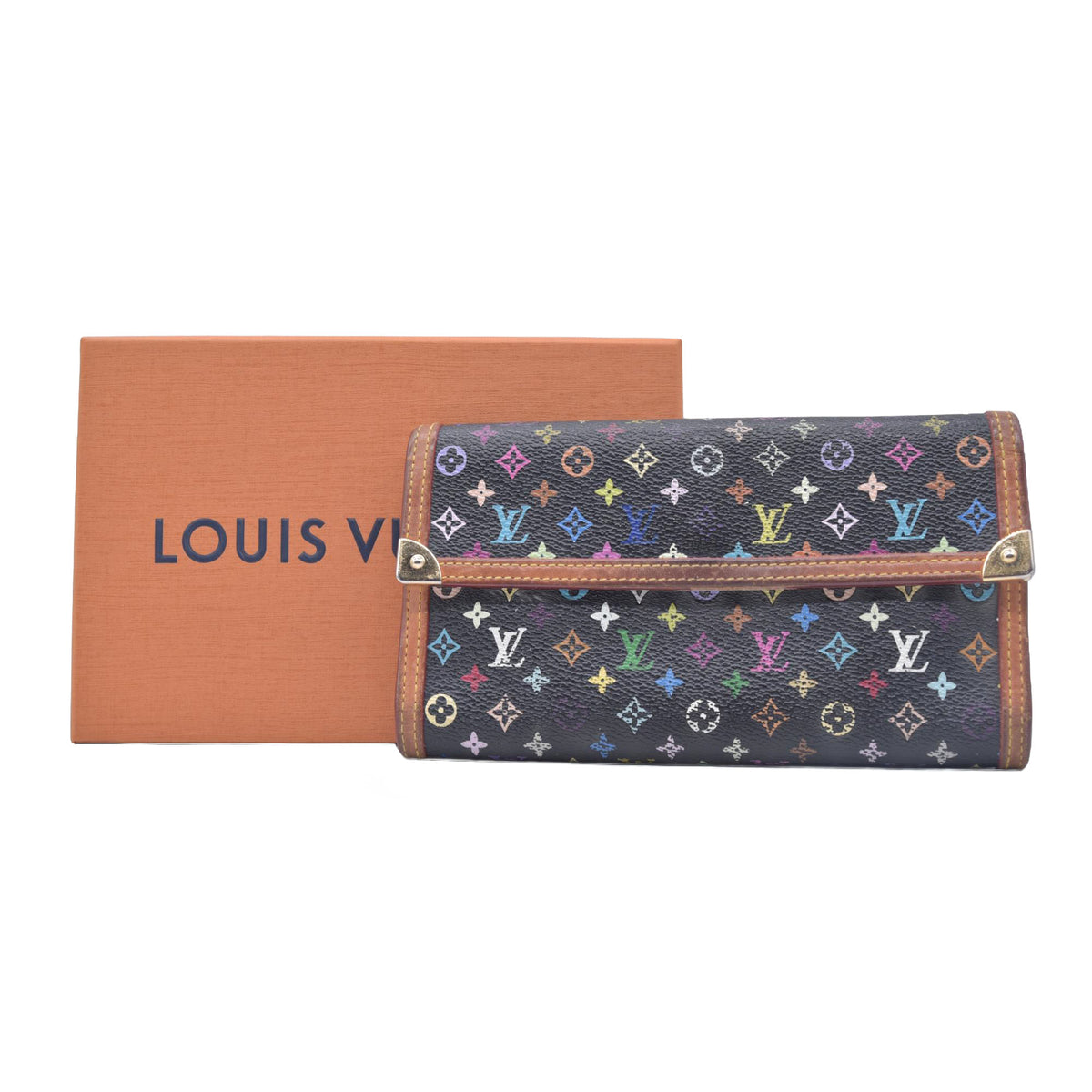 $950 2005 LOUIS VUITTON x Takashi Murakami Monogram Multicolor Porte Tresor International Wallet TH0055 CONSIGNMENT 10021178