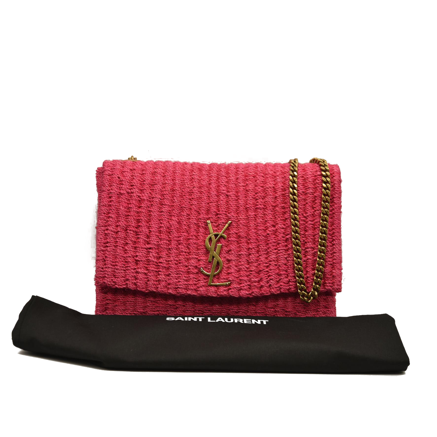 Saint Laurent ﻿Medium Kate Raffia Shoulder Bag Pink Glo